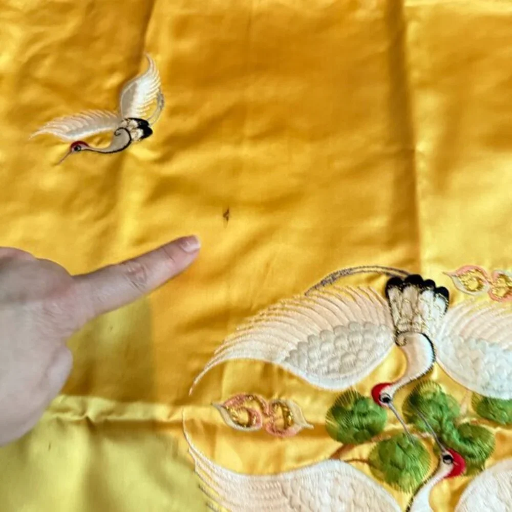 Asian‎ Embroidered Satin Pillow Covers Floral Birds Tassels Vintage Square